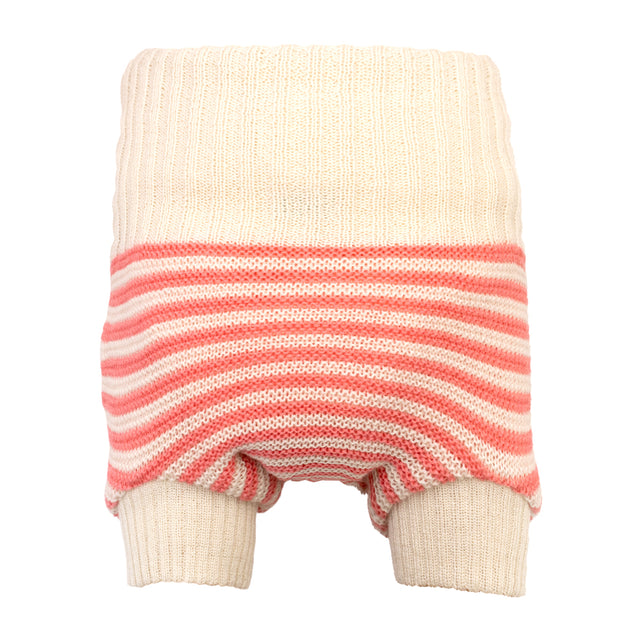 Little Clouds – doppeltgestrickte Wollüberhose aus Merinowolle – Made in Germany - Natur/Candy