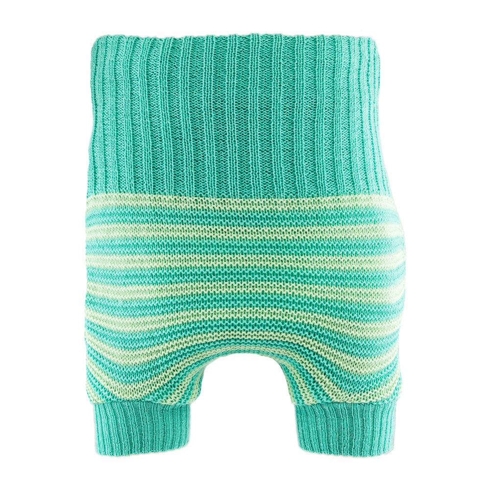 Little Clouds - Wollüberhose (100% doppelt gestrickte Schurwolle kbT) - Türkis & Aqua - Größe 1 (50/56)