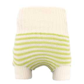 Little Clouds – doppeltgestrickte Wollüberhose aus Merinowolle – Made in Germany - Natur/Grün