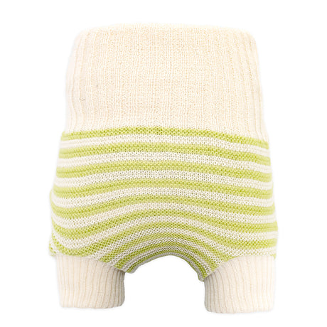 Little Clouds – doppeltgestrickte Wollüberhose aus Merinowolle – Made in Germany - Natur/Grün