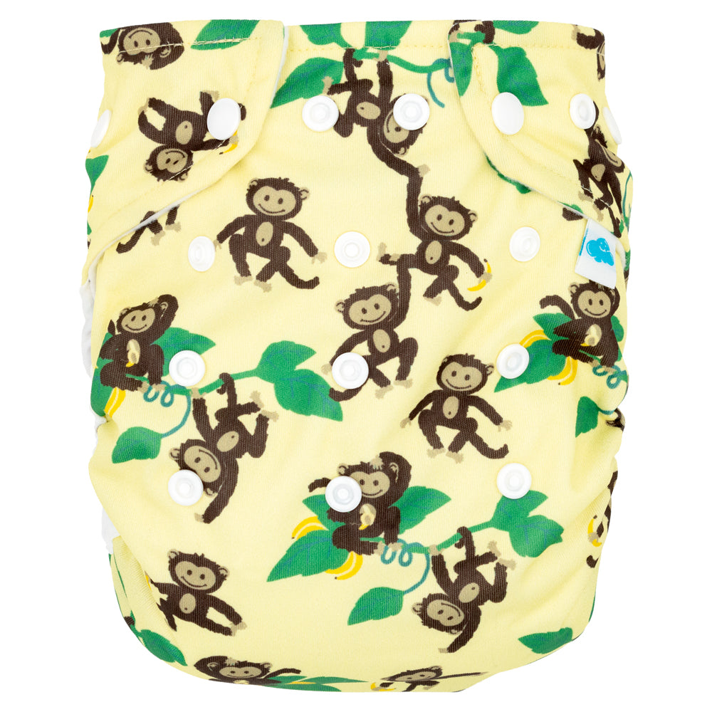 Little Clouds - Überhose (Prefold) - Monkey (Affe) - Newborn (3,5-7 kg)