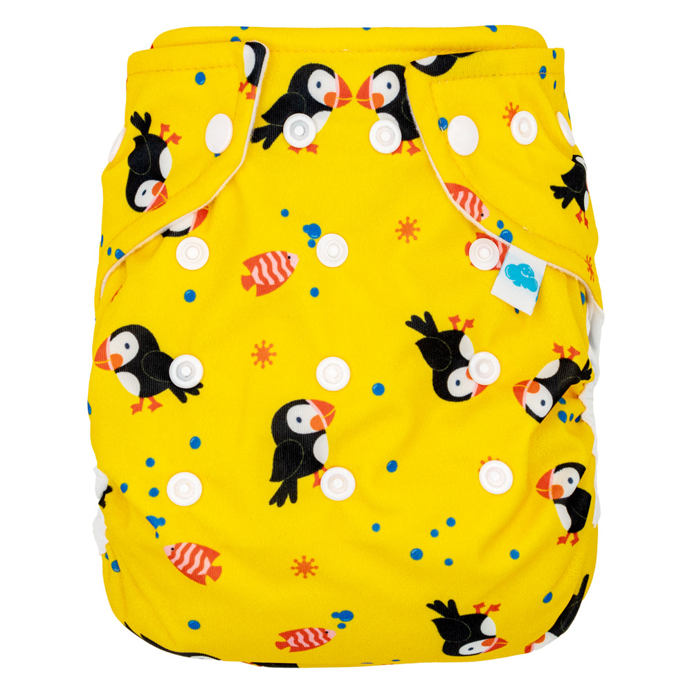 Little Clouds - Überhose (Prefold) - Puffin (Papageientaucher) - Newborn (3,5-7 kg)