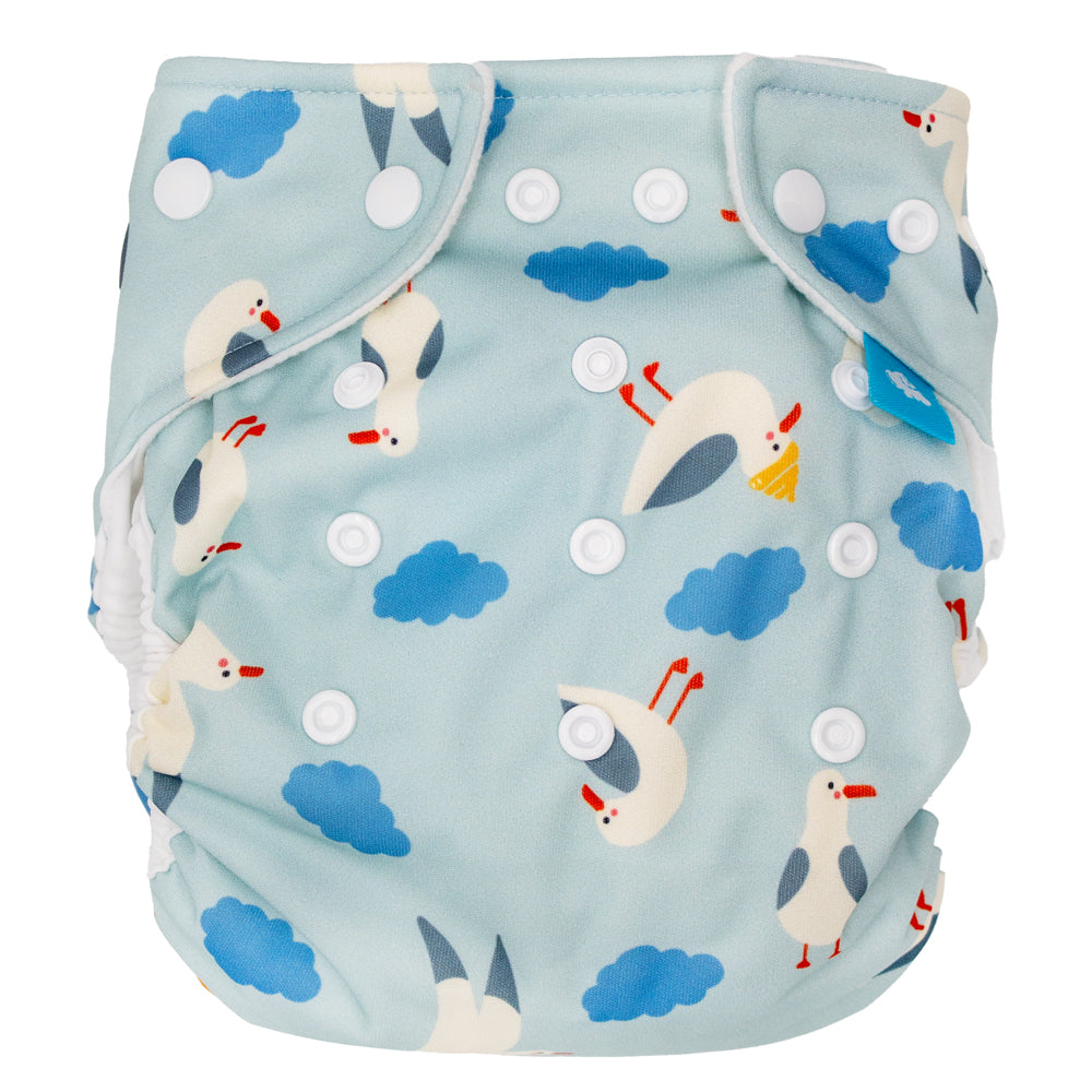 Little Clouds - Überhose (Prefold) - Seagulls (Möwen) - Newborn (3,5-7 kg)