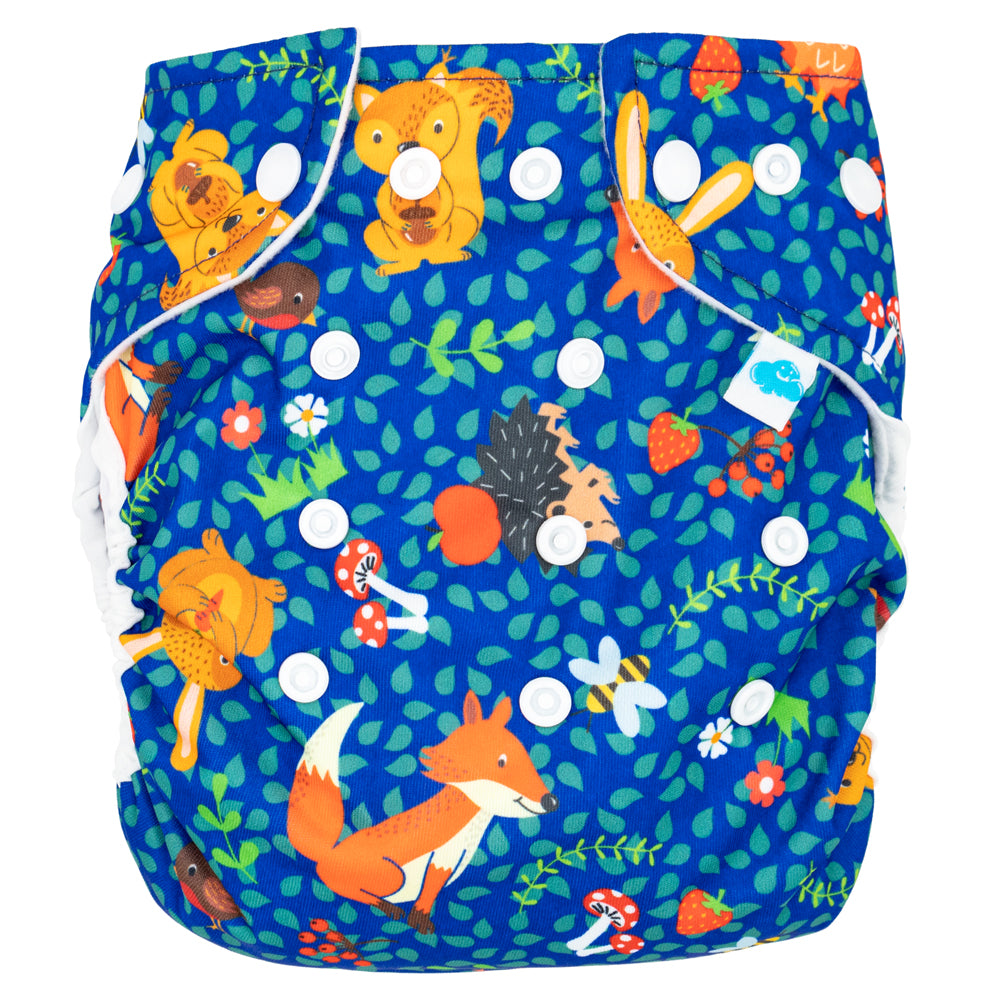 Little Clouds - Überhose (Prefold) - Forest (Waldtiere) - Newborn (3,5-7 kg)