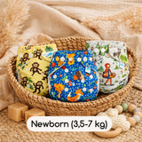 Little Clouds – Stoffwindel Komplettpaket mit Überhosen, Mullwindeln & Prefolds (Newborn 3,5-7  kg)