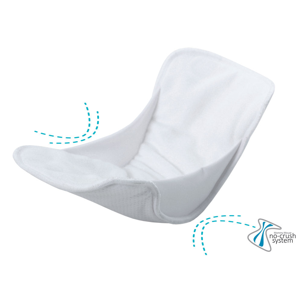 Mommy Mouse Saugeinlagen - "no crush" (Newborn, One Size Überhosen) (Silky, Polar, Thermo) seitliche Flügel für zusätzlichen Auslaufschutz.