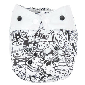 Mommy Mouse SIO-Stoffwindel (Snap in One) One Size  mit extra weichem Beinabschluss - Black (ohne Einlagen)