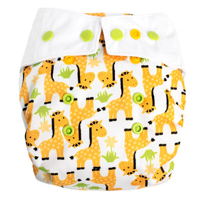 Mommy Mouse SIO-Stoffwindel (Snap in One) One Size  mit extra weichem Beinabschluss - Giraffe (ohne Einlagen)