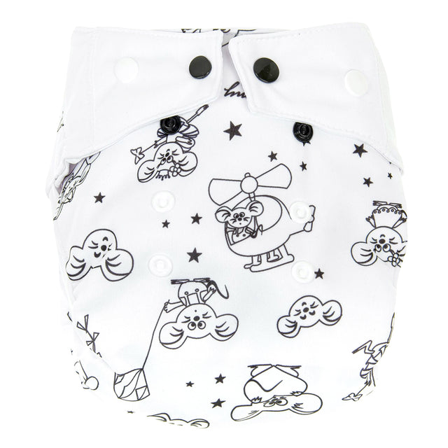 Mommy Mouse SIO-Stoffwindel (Snap in One) mit extra weichem Beinabschluss - One Size - White (ohne Einlagen)