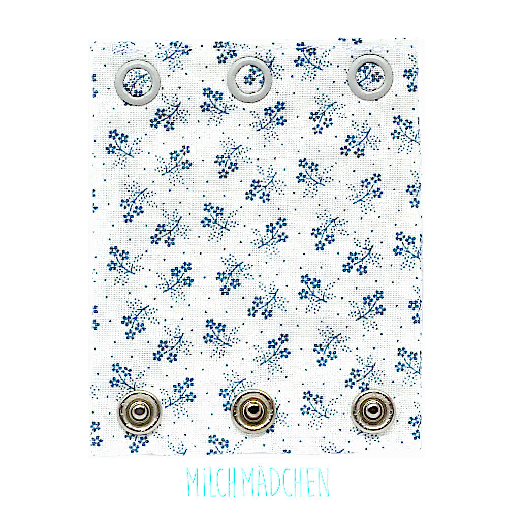 Milchmädchen - Bodyerweiterung (Bodyverlängerung) - Blumen Blau - Luxus Qualität, beste Stoffe - 100% Bio-Baumwolle