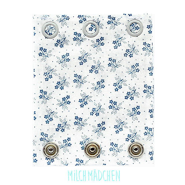 Milchmädchen - Bodyerweiterung (Bodyverlängerung) - Blumen Blau - Luxus Qualität, beste Stoffe - 100% Bio-Baumwolle