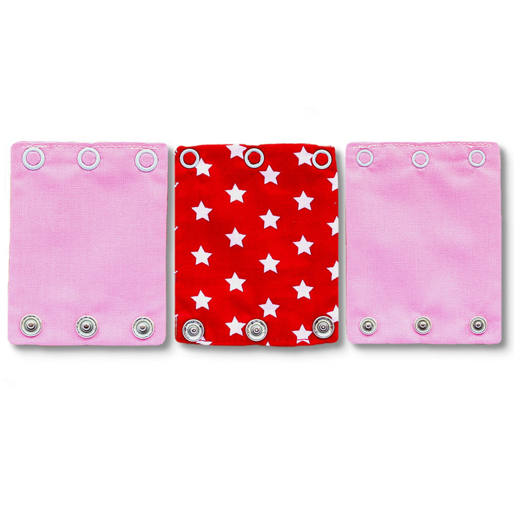 Milchmädchen - Bodyerweiterung/-verlängerung  -  in tollen Designs - 3 Stück in 3 Druckknopfgrößen