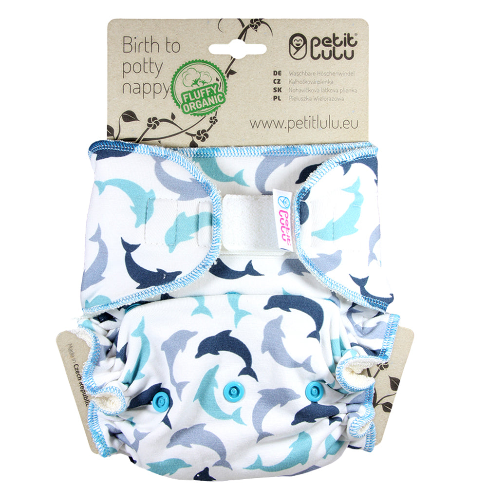 Petit Lulu – Fluffy Organic Höschenwindel – One Size (4–15 kg) – Druckknopf oder Klett