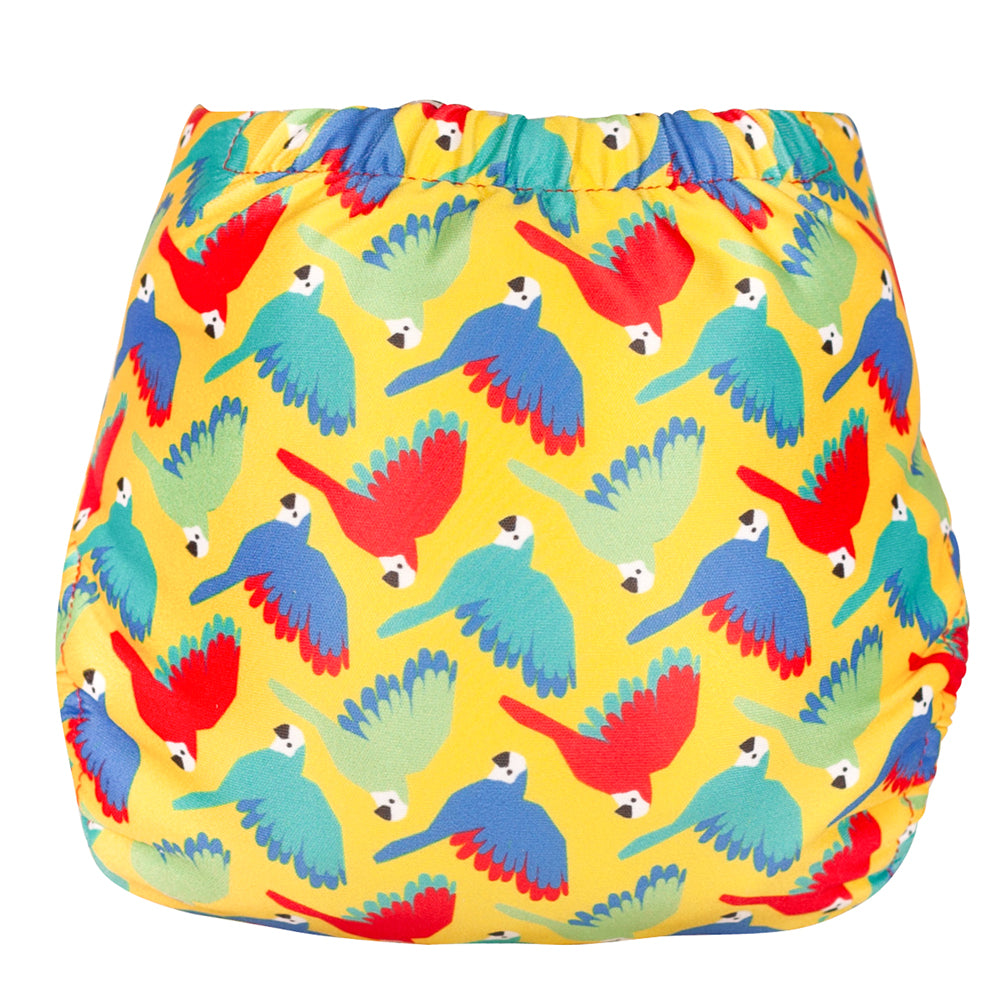 TotsBots - SwimTots - Schwimmwindel (Badewindel) - Bright Yellow Parrots