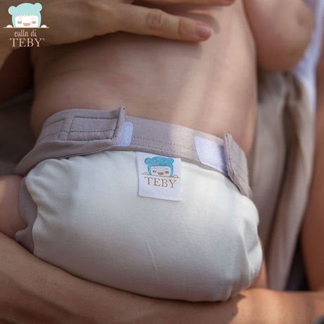 Culla di Teby (AI3) - "Classic" Baumwolle Hybridwindel - (EINZELN) - Weiß & Grau - XL