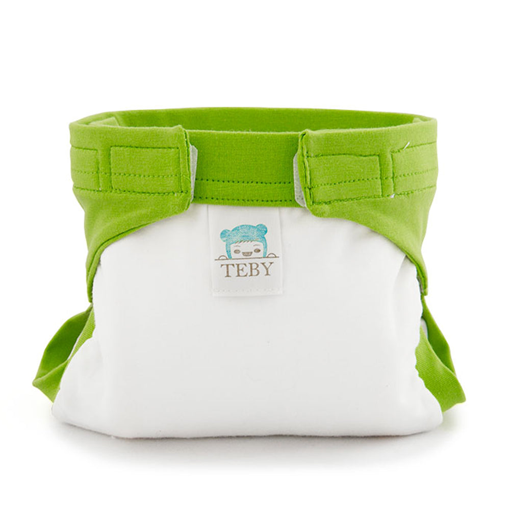 Culla di Teby (AI3) - "Classic" Baumwolle Hybridwindel - (EINZELN) - Weiß & Grün - XL