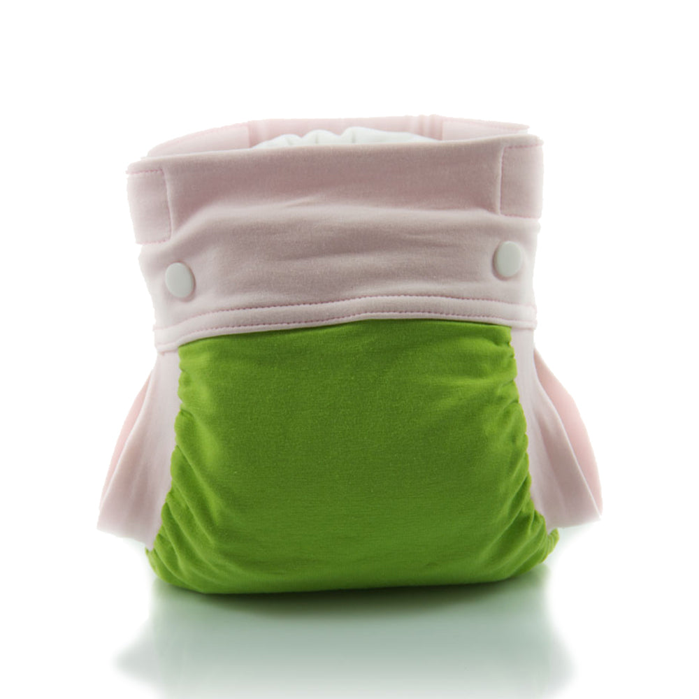 Culla di Teby (AI3) - "Classic" Baumwolle Hybridwindel - Grün / Rosa