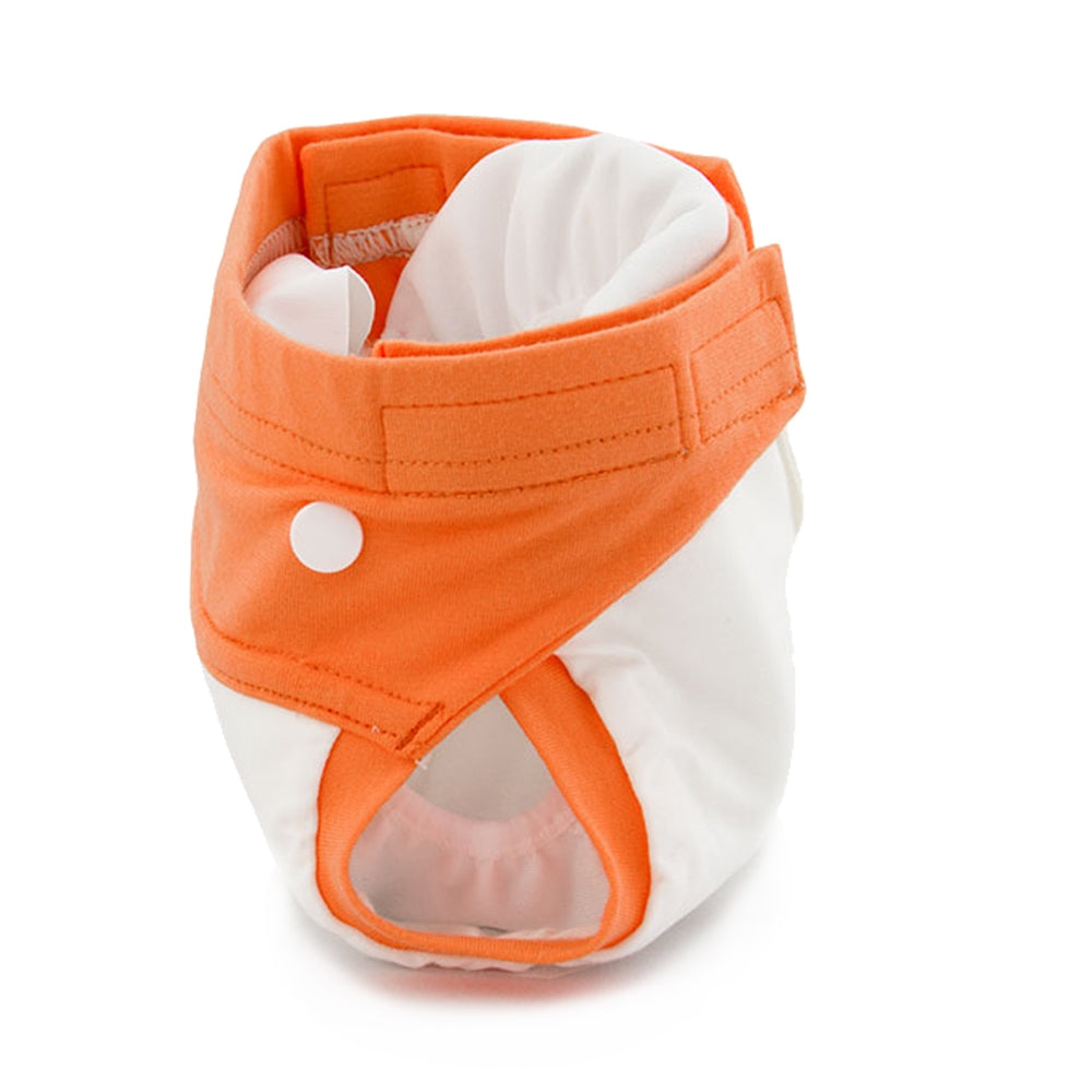 Culla di Teby (AI3) - "Classic" Baumwolle Hybridwindel - (EINZELN) - Weiß & Orange - XL