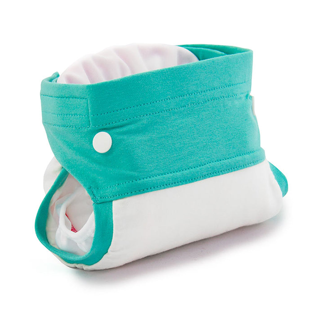 Culla di Teby (AI3) - "Classic" Baumwolle Hybridwindel - (EINZELN) - Weiß & Türkis - XL