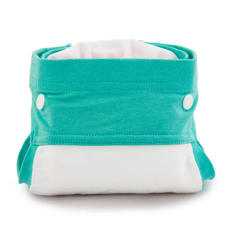 Culla di Teby (AI3) - "Classic" Baumwolle Hybridwindel - Weiß / Türkis