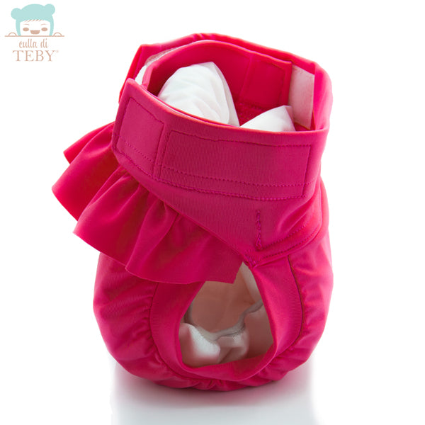 Culla di Teby  - "Soft Touch" Überhose - Schwimmwindel- (EINZELN) - Pink (mit Rüschen)