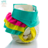 Culla di Teby  - "Soft Touch" Überhose - Schwimmwindel - (EINZELN) - Weiß & Türkis (mit Rüschen)