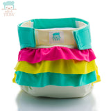 Culla di Teby  - "Soft Touch" Überhose - Schwimmwindel - (EINZELN) - Weiß & Türkis (mit Rüschen)