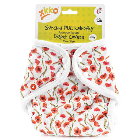 XKKO PUL-Überhose - One Size (4-15 kg) - Rote Mohnblumen - PUL-Überhose für Stoffwindeln