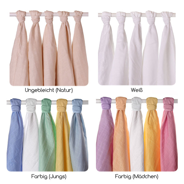 XKKO Mullwindel - 100% Bio-Baumwolle - (3 Stück) - 70x70cm Windeltücher, Stoffwindel-Einlagen, Mull-Handtücher