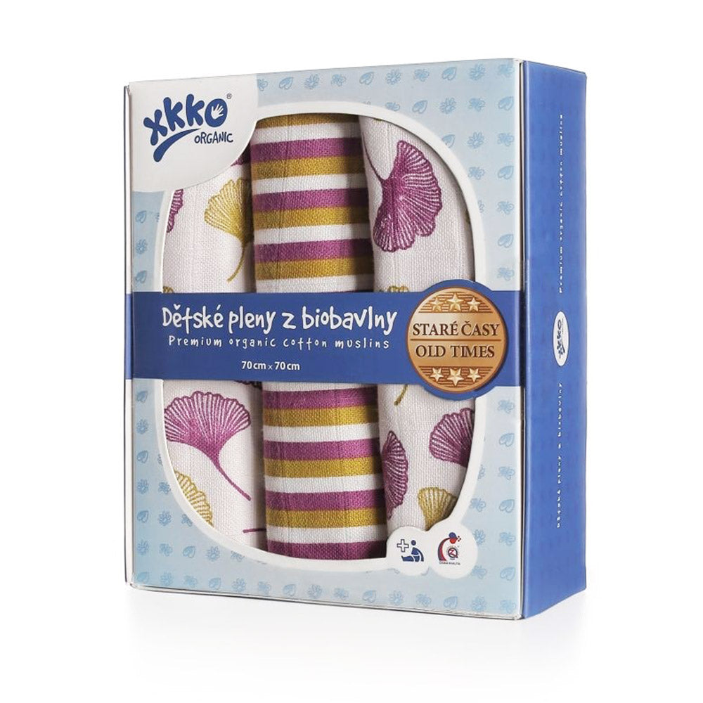 XKKO - Organic Mullwindeln - 100% Bio-Baumwolle - (Alte Zeiten) - 70x70cm
