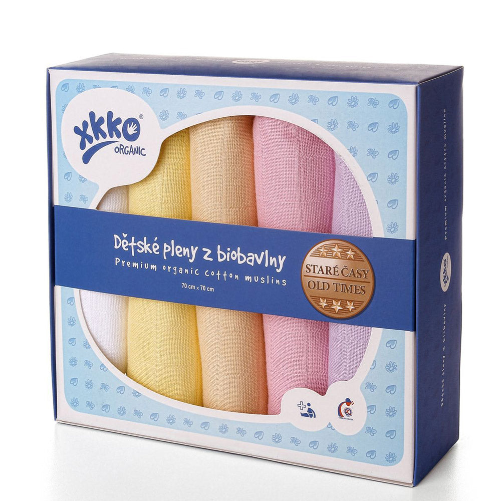 XKKO - Organic Mullwindeln - 100% Bio-Baumwolle - (Alte Zeiten) - 70x70cm