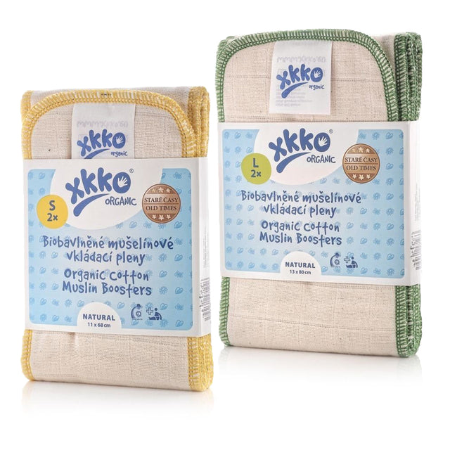 XKKO - Saugeinlagen - 100% Bio-Baumwolle - 11x68cm & 13x80cm - 2 Stück