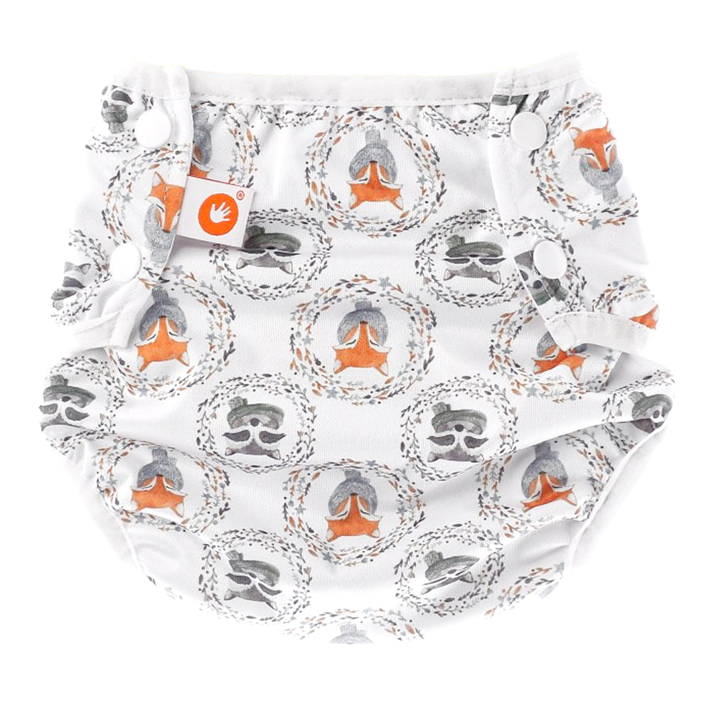 XKKO - waschbare Schwimmwindel - One Size (4-15 kg) - "Fox & Raccoon"
