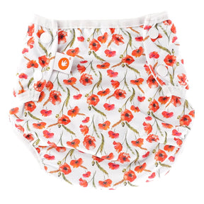 XKKO - waschbare Schwimmwindel - One Size (4-15 kg) - "Red Poppies"