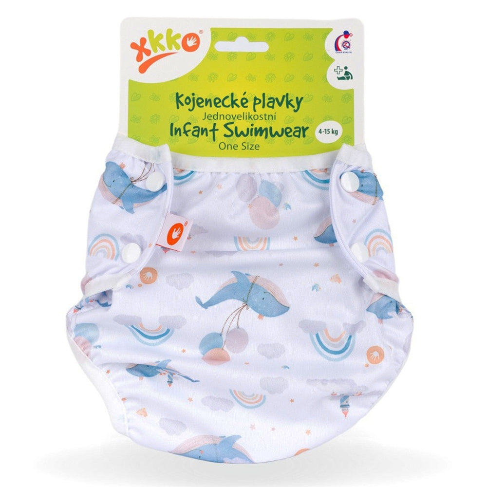 XKKO - waschbare Schwimmwindel - One Size (4-15 kg) - "Sky Whales"