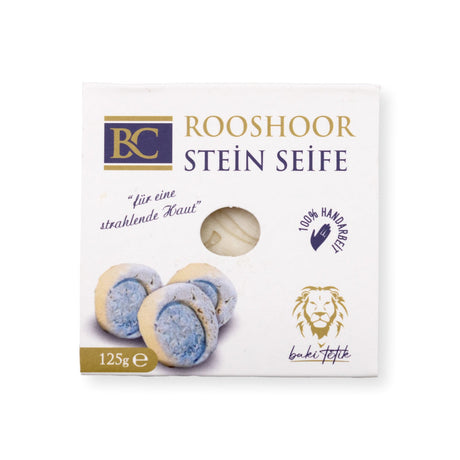 Verpackung der Baki Tetik Rooshoor Stein-Seife 125 g, Naturseife für empfindliche Haut