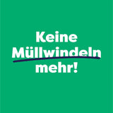 Grüne Bambino Mio Grafik „Keine Müllwindeln mehr!“