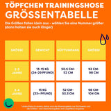 Größentabelle der Bambino Mio Töpfchen-Trainingshose nach Gewicht, Hüft- und Bauchumfang