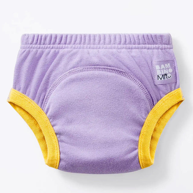 Bambino Mio Trainer (Töpfchen-Trainingshose aus Baumwolle) in Grape (Lila) mit gelbem Bund