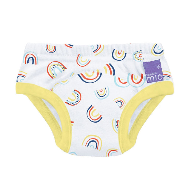 Bambino Mio Trainer (Töpfchen-Trainingshose aus Baumwolle) im Design Rainbow Rays mit gelbem Bund