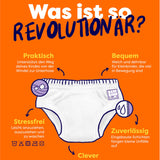 Infografik zum Bambino Mio Revolutionary Trainer: praktisch, bequem, stressfrei, zuverlässig