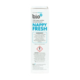 Bio-D Nappy Fresh 500 g, Seitenansicht mit Inhaltsstoffen und Gefahrenhinweis