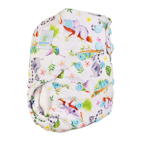 Blümchen Eco Shell 2in1 Überhose mit Druckknöpfen, One Size (3–16 kg) im Design Chamäleon