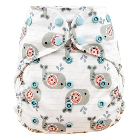 Blümchen Eco Shell 2in1 Überhose mit Druckknöpfen, One Size (3–16 kg) im Design Cozy Whale – Ansicht 2