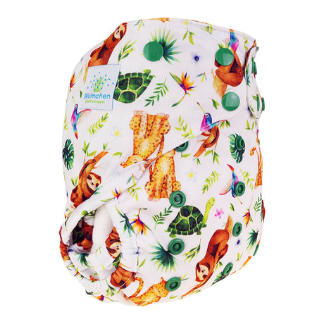 Blümchen Eco Shell 2in1 Überhose mit Druckknöpfen, One Size (3–16 kg) im Design Faultier