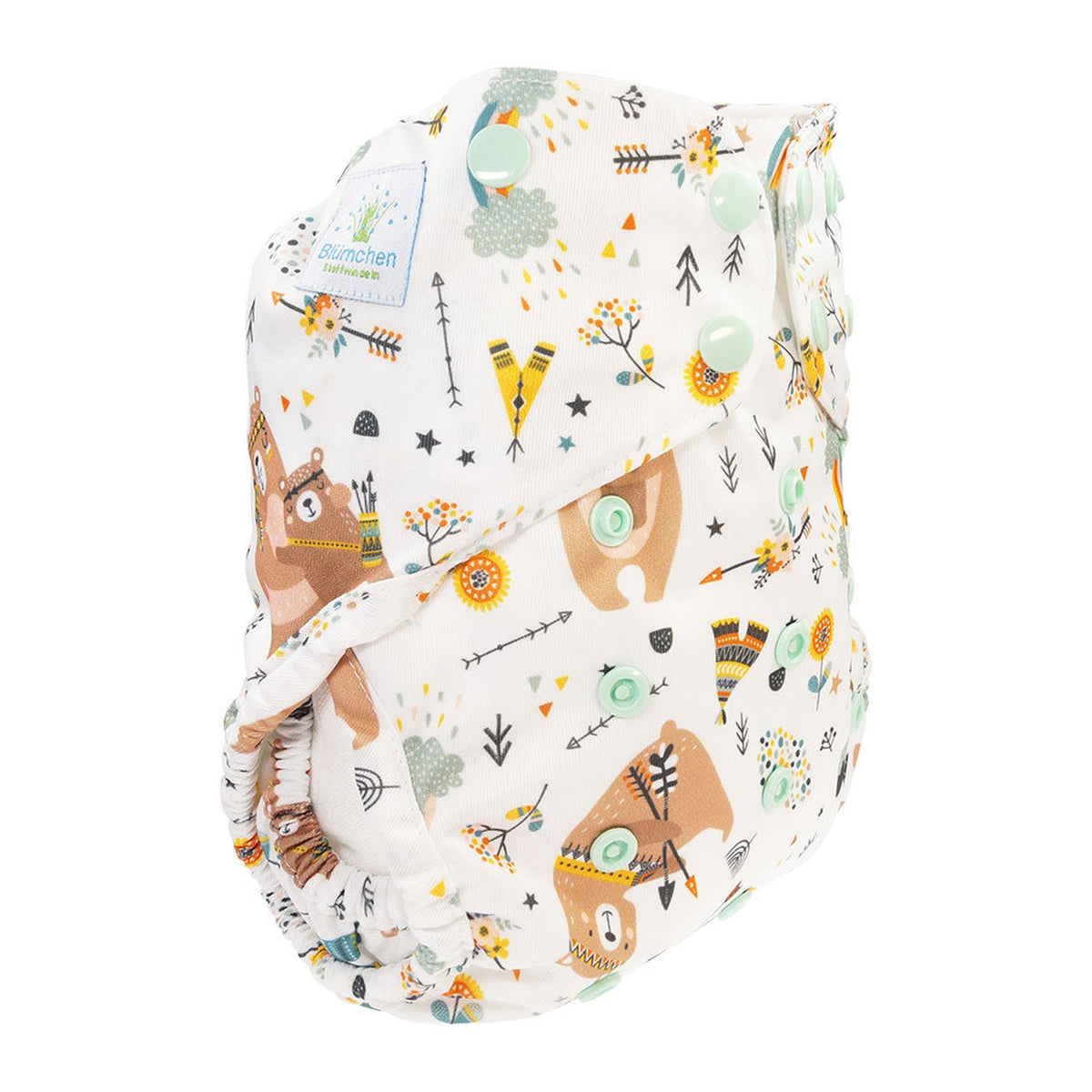 Blümchen Eco Shell 2in1 Überhose mit Druckknöpfen, One Size (3–16 kg) im Design Mama Bär