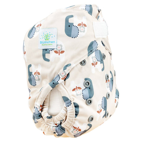 Blümchen Eco Shell 2in1 Überhose mit Klettverschluss, One Size (3–16 kg) im Design Cozy Elephant – Ansicht 2