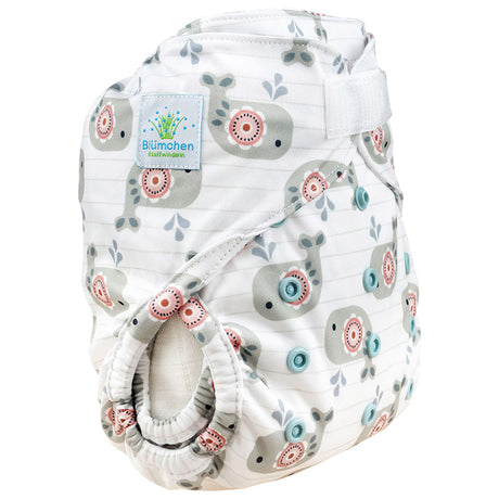 Blümchen Eco Shell 2in1 Überhose mit Klettverschluss, One Size (3–16 kg) im Design Cozy Whale – Ansicht 2