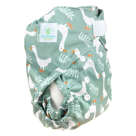 Blümchen Eco Shell 2in1 Überhose mit Klettverschluss, One Size (3–16 kg) im Design Gans im Glück – Ansicht 2