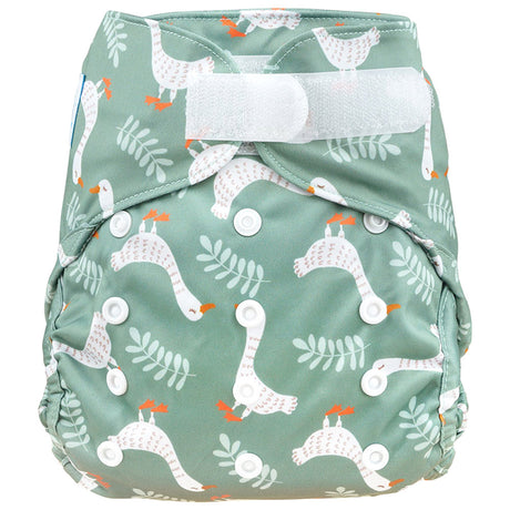 Blümchen Eco Shell 2in1 Überhose mit Klettverschluss, One Size (3–16 kg) im Design Gans im Glück